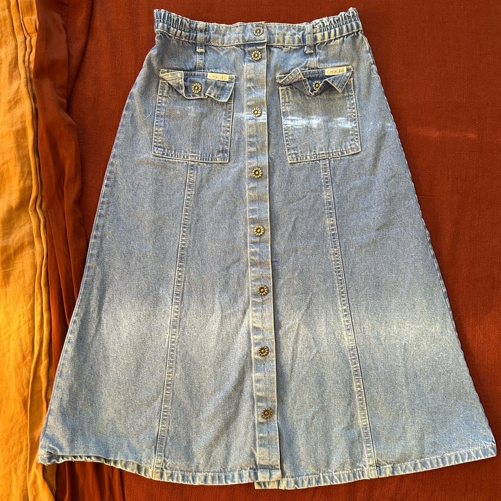 Denim Button-Front Skirt